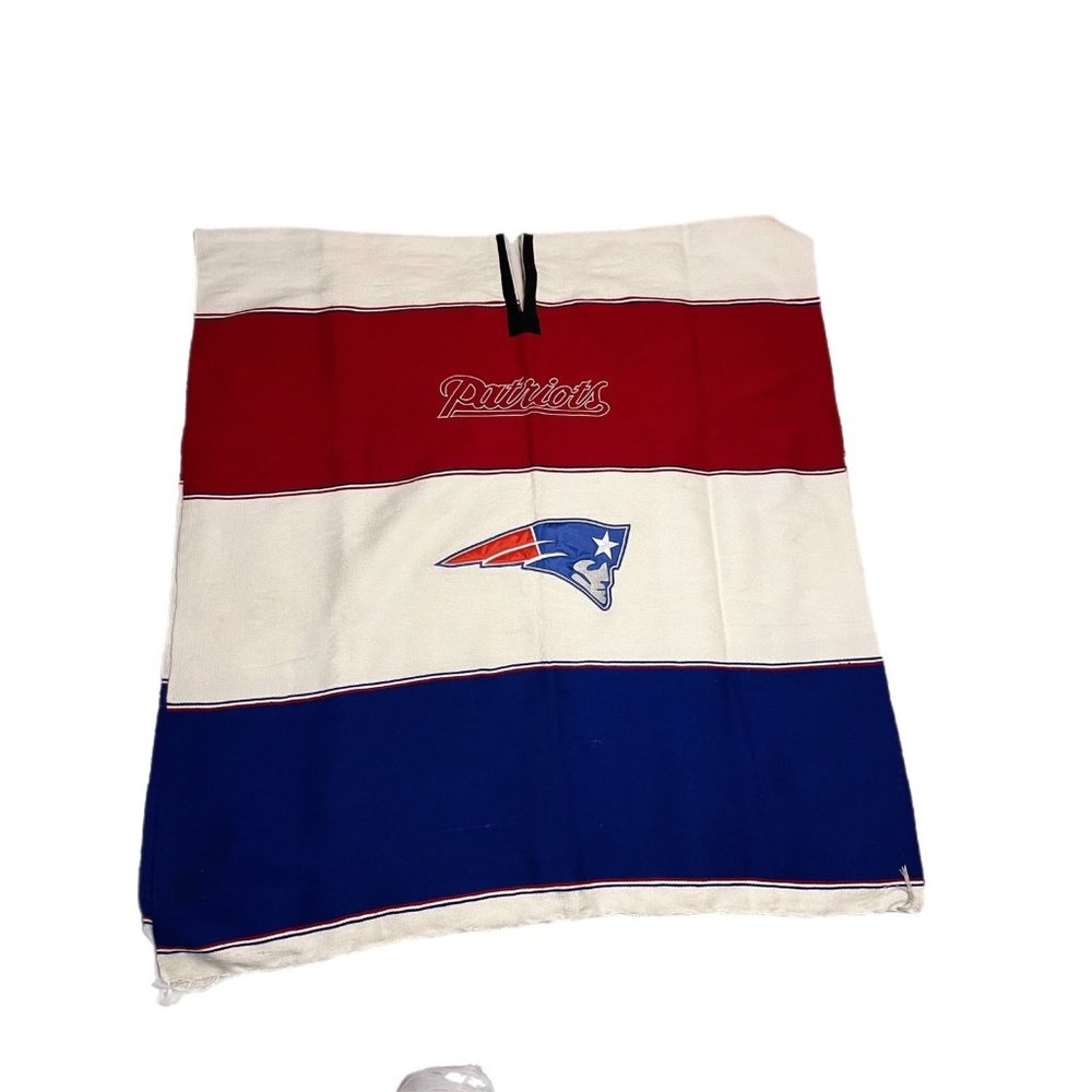 Vtg Patriots NFL New England Poncho One Size Embroidered Red Blue White Unisex